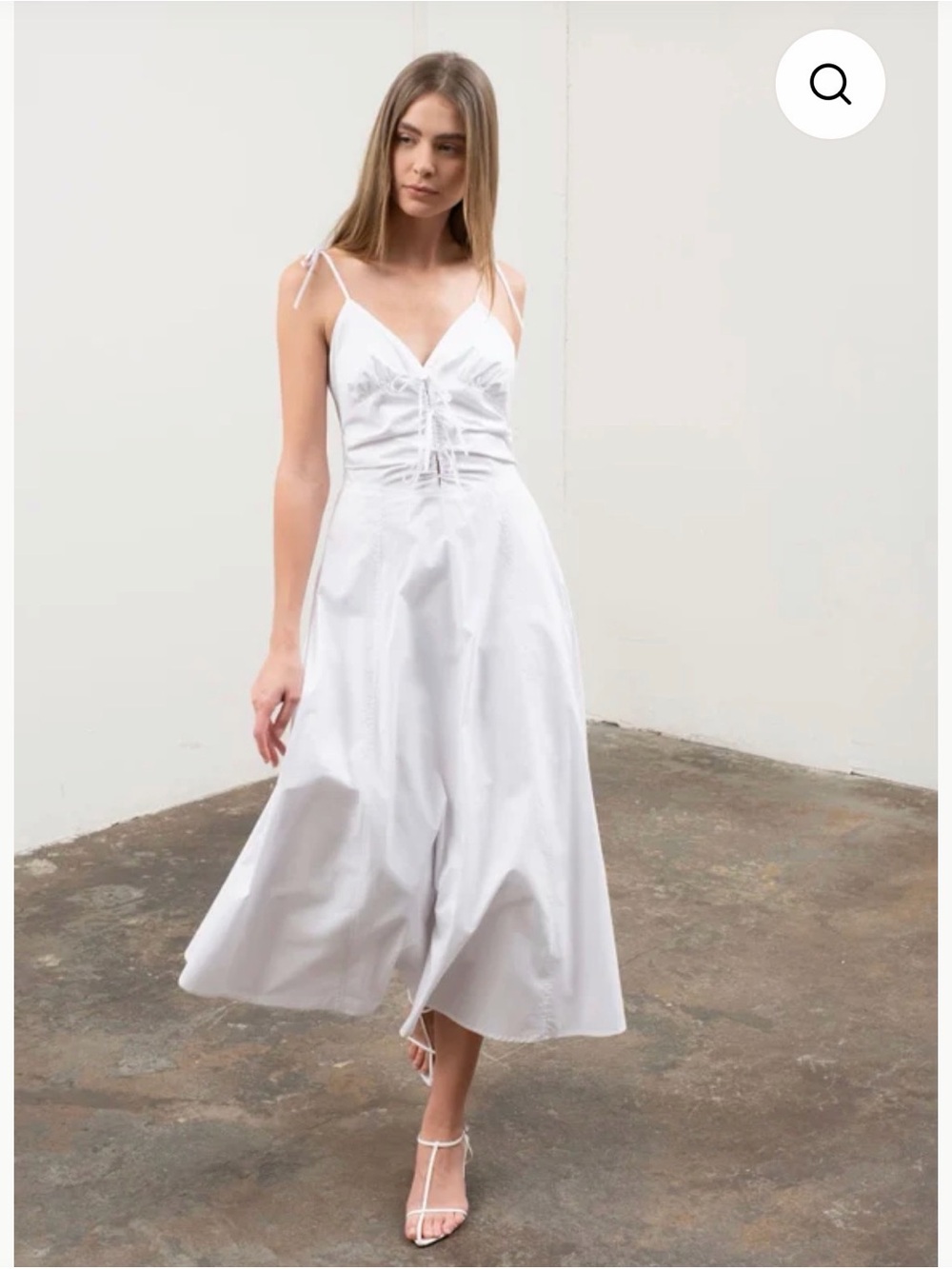 NWT MOON RIVER White Tie-Shoulder A-Line Dress